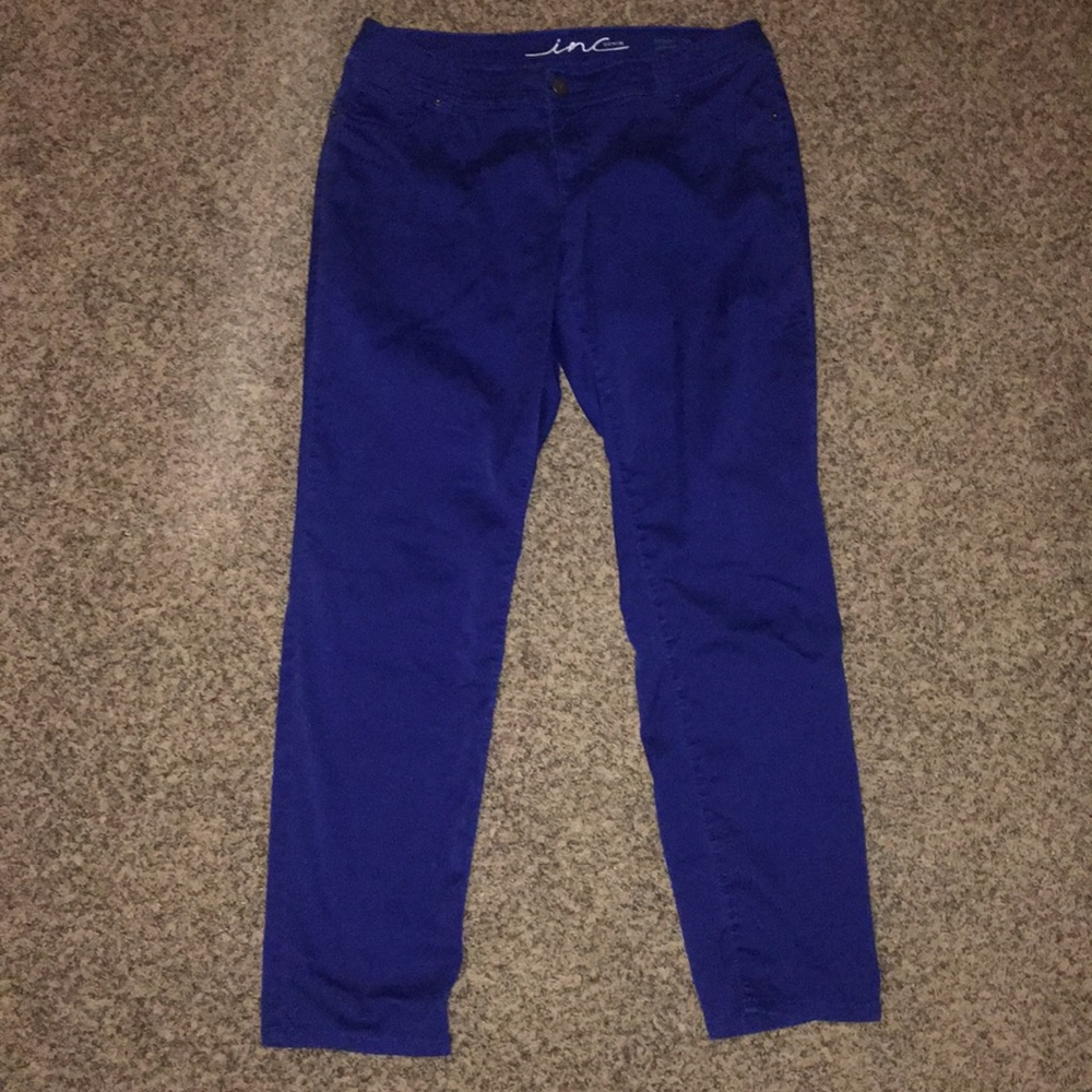 Royal blue full length pants, not denim material